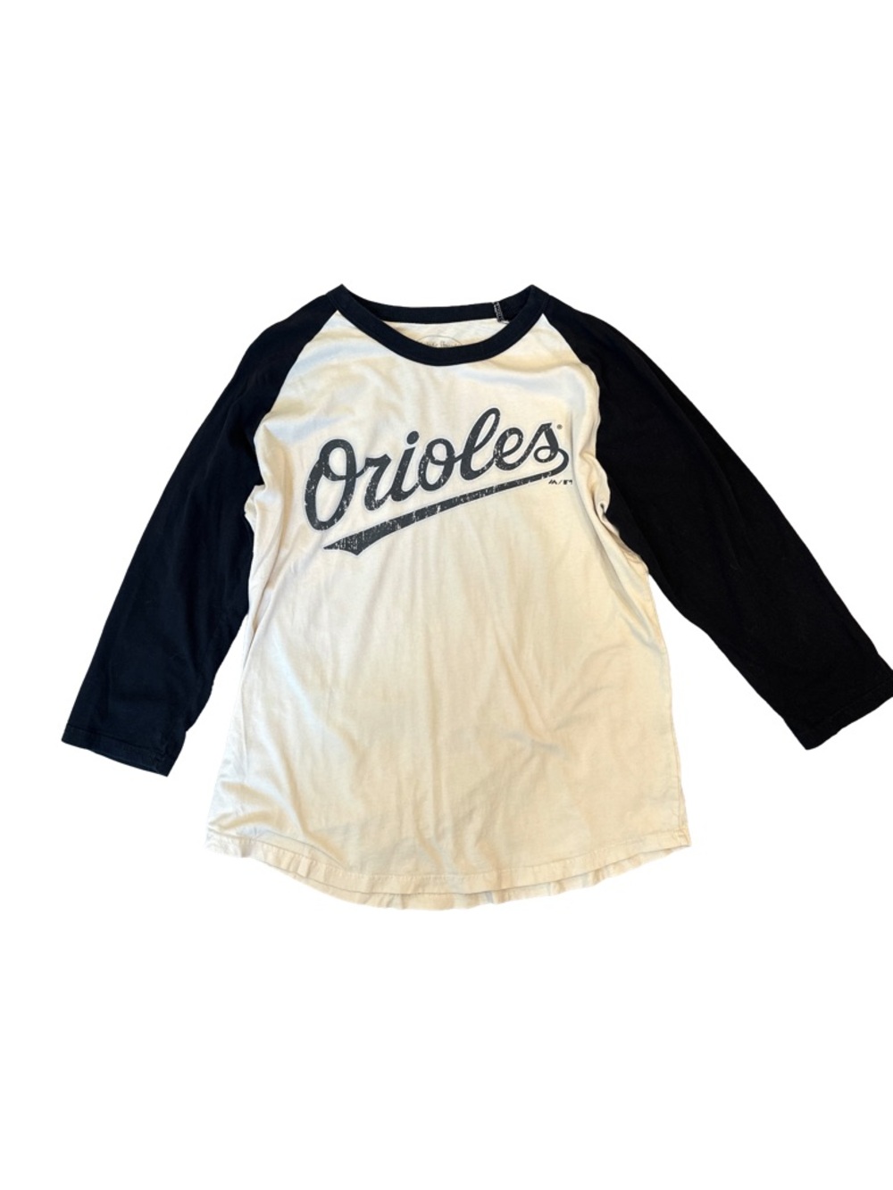 BALTIMORE ORIOLES Authentic MLB Raglan 3/4 T-shirt by MAJESTIC Sz Men’s L